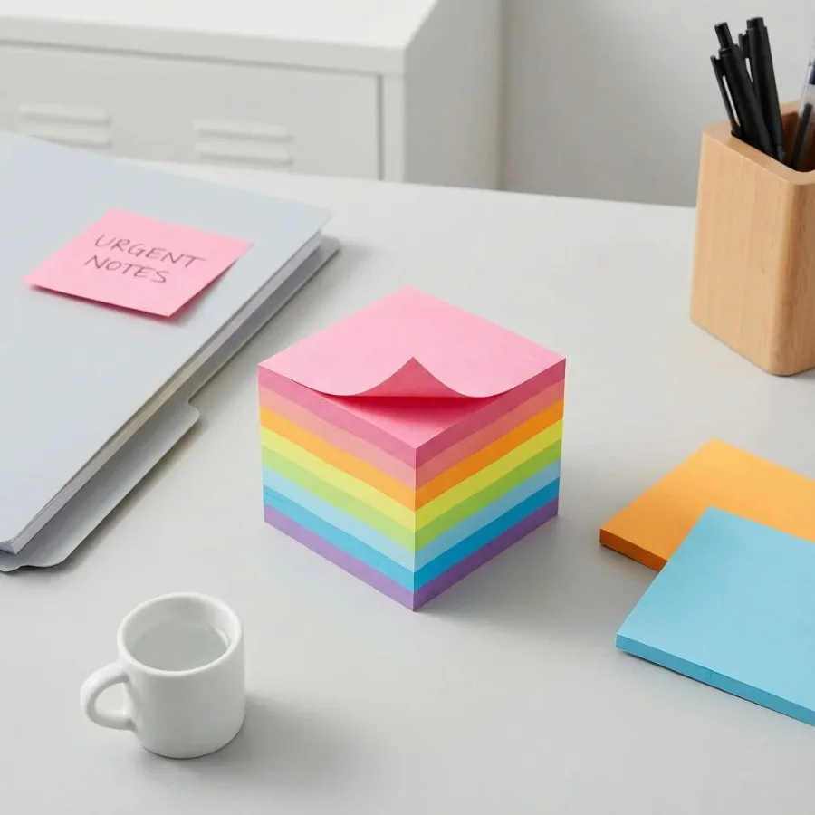 3×3 Inch Fluorescent Sticky Notes, Tear-Off Self-Adhesive Notes for Office, Study & Message Taking - Image 5