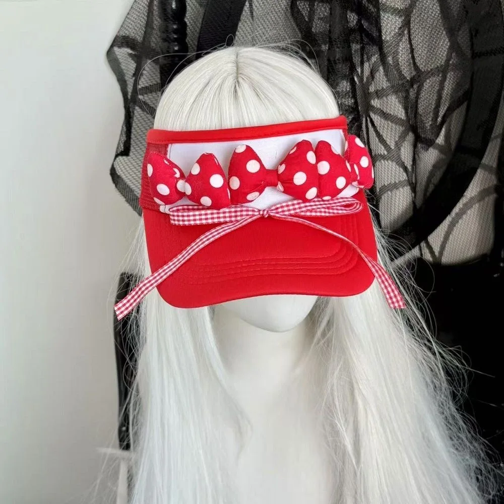 Japanese Women's Harajuku Steampunk Y2K Girl Gothic Lolita Dopamine Candy Color Bow Top Air Cap Sun Hat Summer Cap Baseball Cap