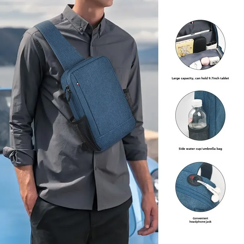 Large Capacity Shoulder Bag For Lenovo Tab P12 12.7 2023 Xiaoxin Pad Pro 12.7 2025 TB375FC Chest Bags With USB Charging Port