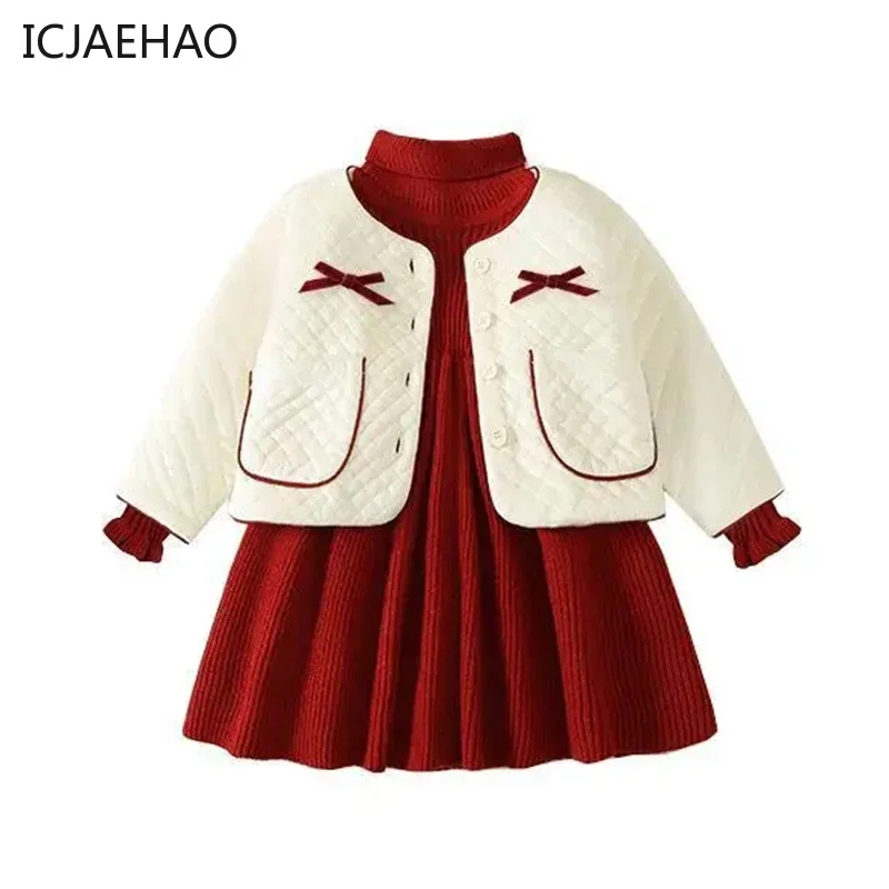 ensemble-de-manteau-en-tricot-pour-filles-vetements-de-noel-pour-bebes-robes-pour-nourrissons-veste-d'hiver-pour-bebe-pull-rouge-tenue-pour-enfants-nouveau