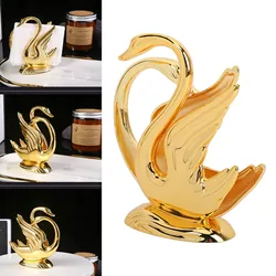 Napkin Holder Paper Tissue Stand Modern Swan Design Rustproof Alloy Elegant Style Tabletop Napkin Organizer for Home Bar Hotel