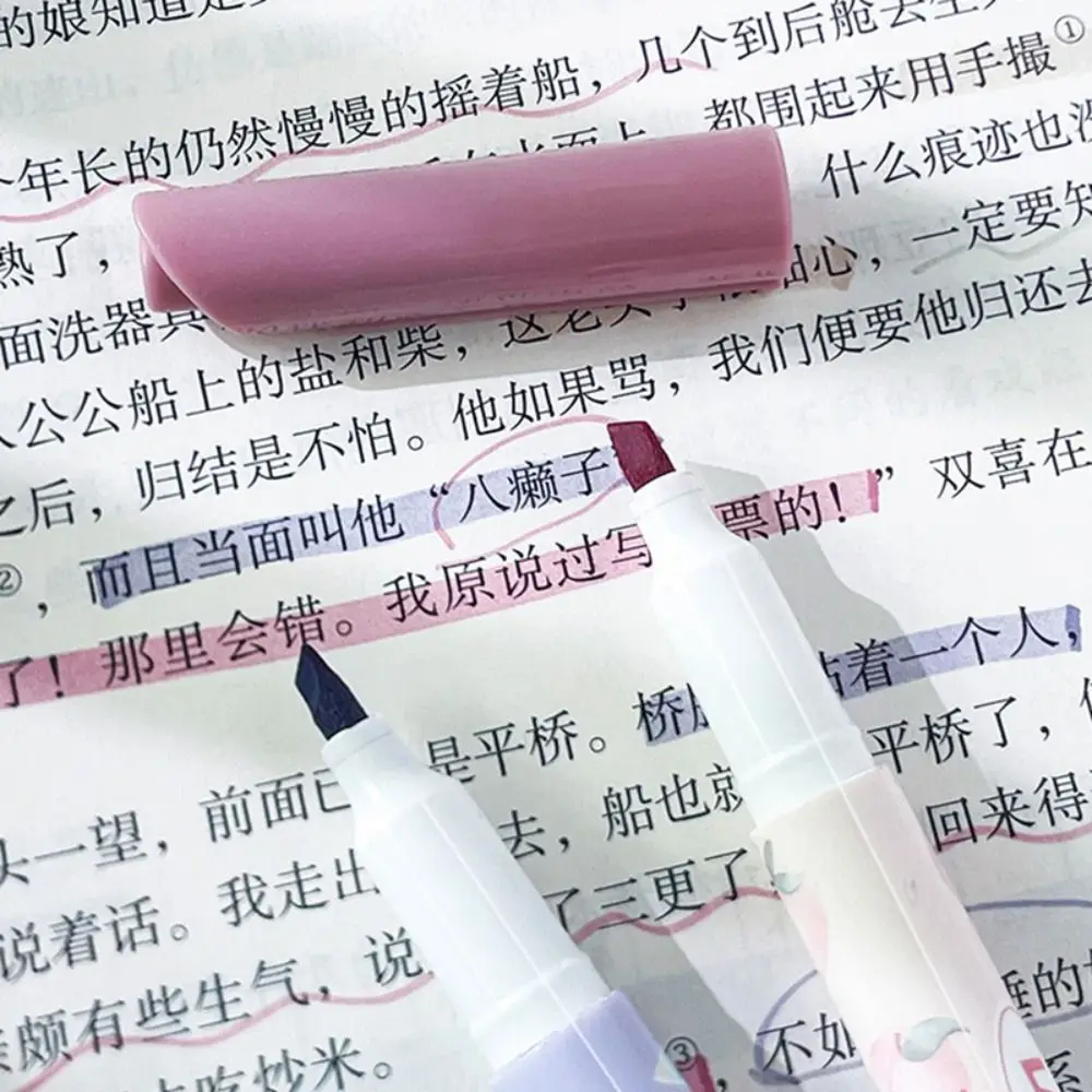 4pcs New Soft Head Highlighter Pastel Color Kawaii Stationery Color Marker Pen Eye Protection Fluorescent Pen Art Painting
