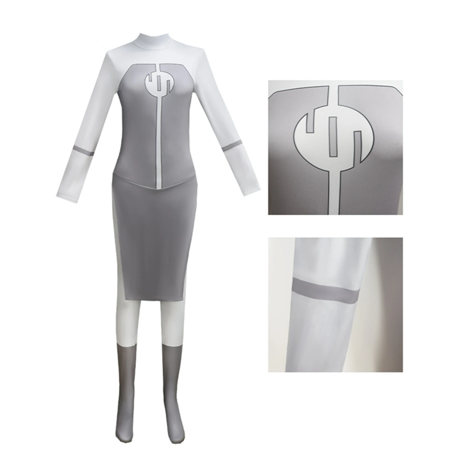 Immagine 4: Body grigio premium con spacco alto, costume cosplay da donna