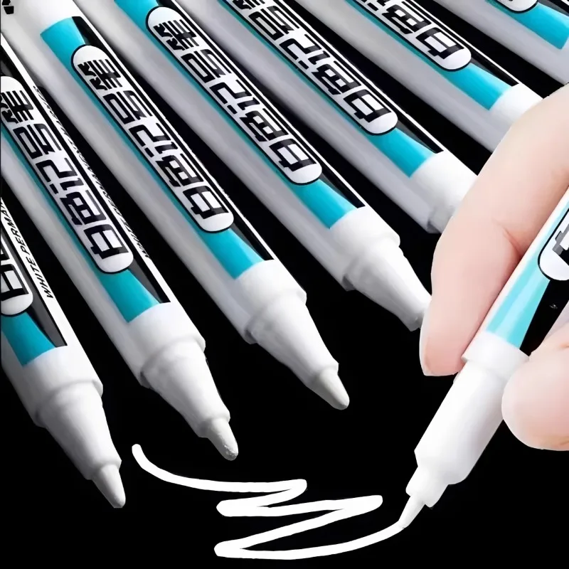 0,7/1,0/2,5 mm weiße Permanentmarker, Farbstifte für Holz, Kunststoff, Leder, Glas, Stein, Metall, Kunstmalerei-Zubehör