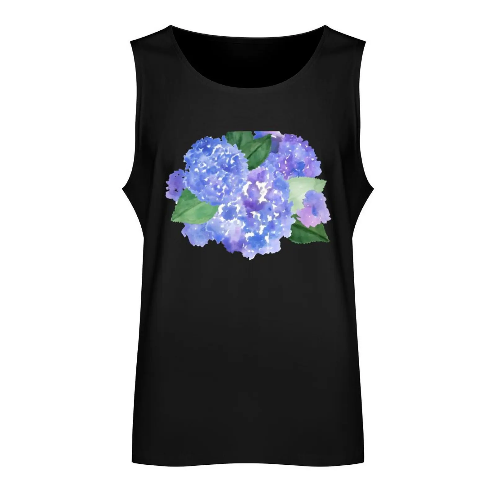 Hydrangeas and Stripes Tank Top tops bodybuilding t-shirt T-shirt Men's gym Muscle fit