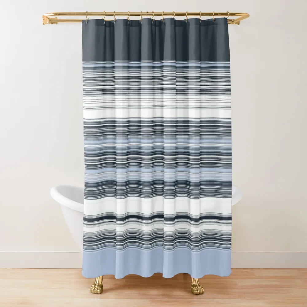 

Navy Light Blue Stripes Shower Curtain Window Bathroom Shower Set Shower Sets For Bathroom Waterproof Fabric Bathroom Curtain