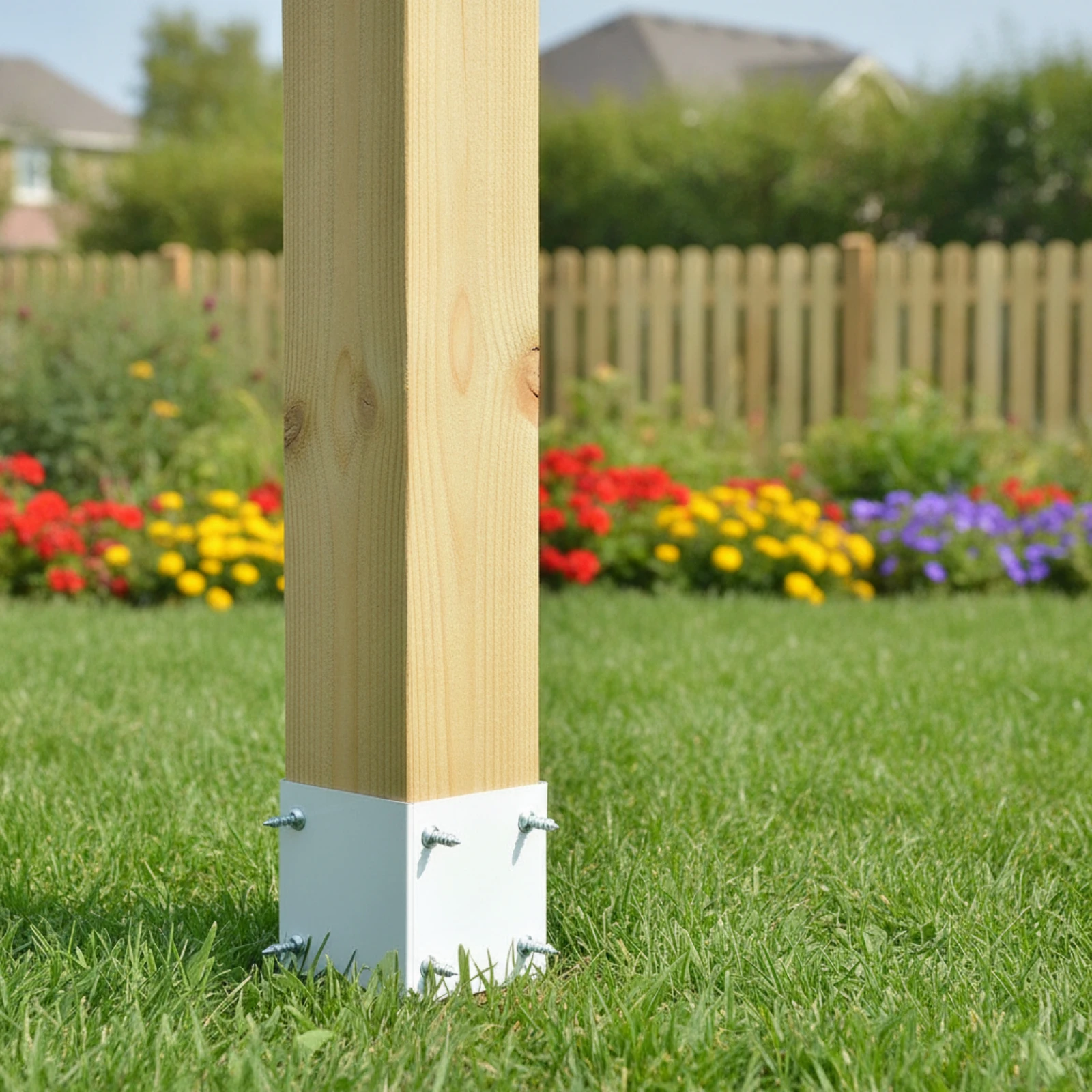 4 Pieces Adjustable Post Protector Heavy Duty Hardware for Diyers, Mailbox Posts, Deck Railings
