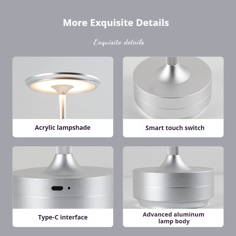 Portable LED Desk Lamp Rechargeable Touch Dimming USB Charging Coffee Shop Bar Vintage Decoration Atmosphere Night Light