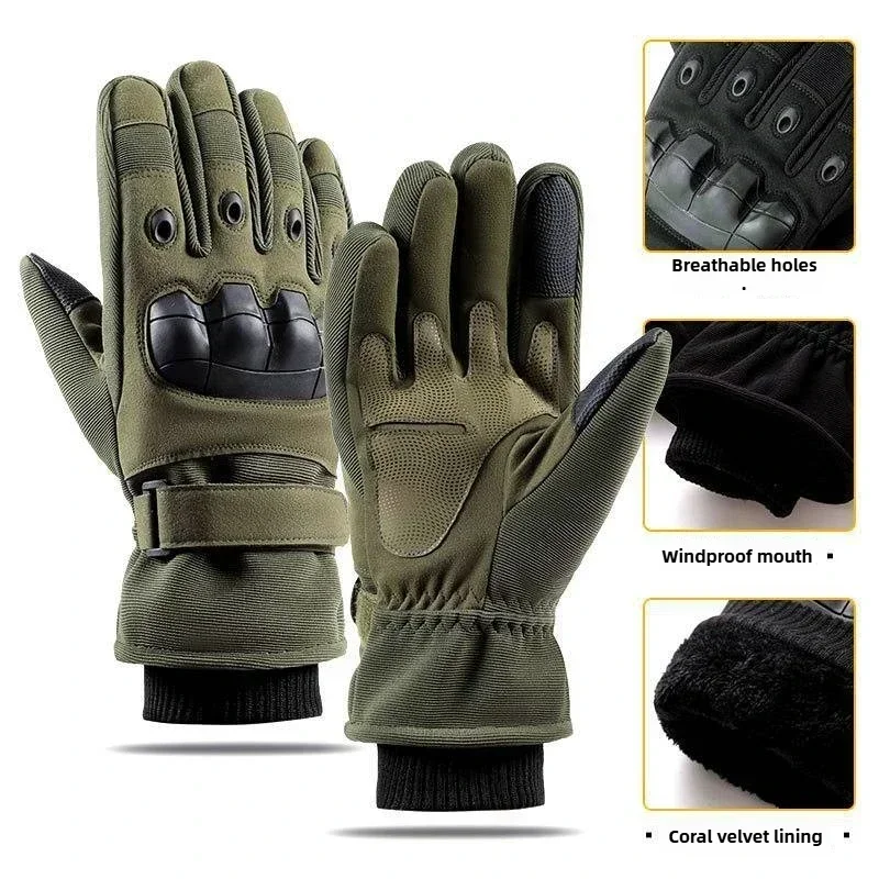 

Velvet Warm Cold-proof Skiing Tactical Gloves Winter Outdoor Training Mountaineering and Cycling Non-slip and Wear-resistant