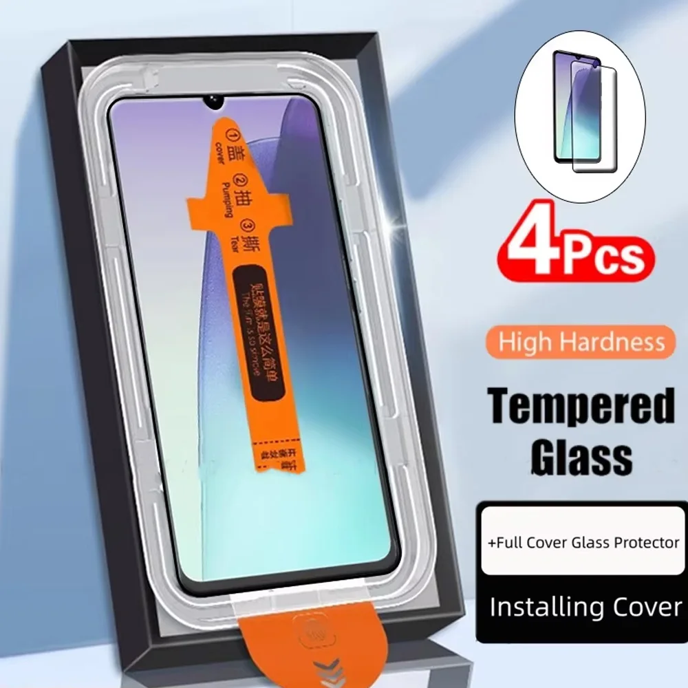 

4PCS 8K Easy Install Screen Protectors For iPhone 17 13 11 16 Pro Max 15 14 16e 12 Mini Air XR X XS 6 7 8 Plus SE Tempered Glass