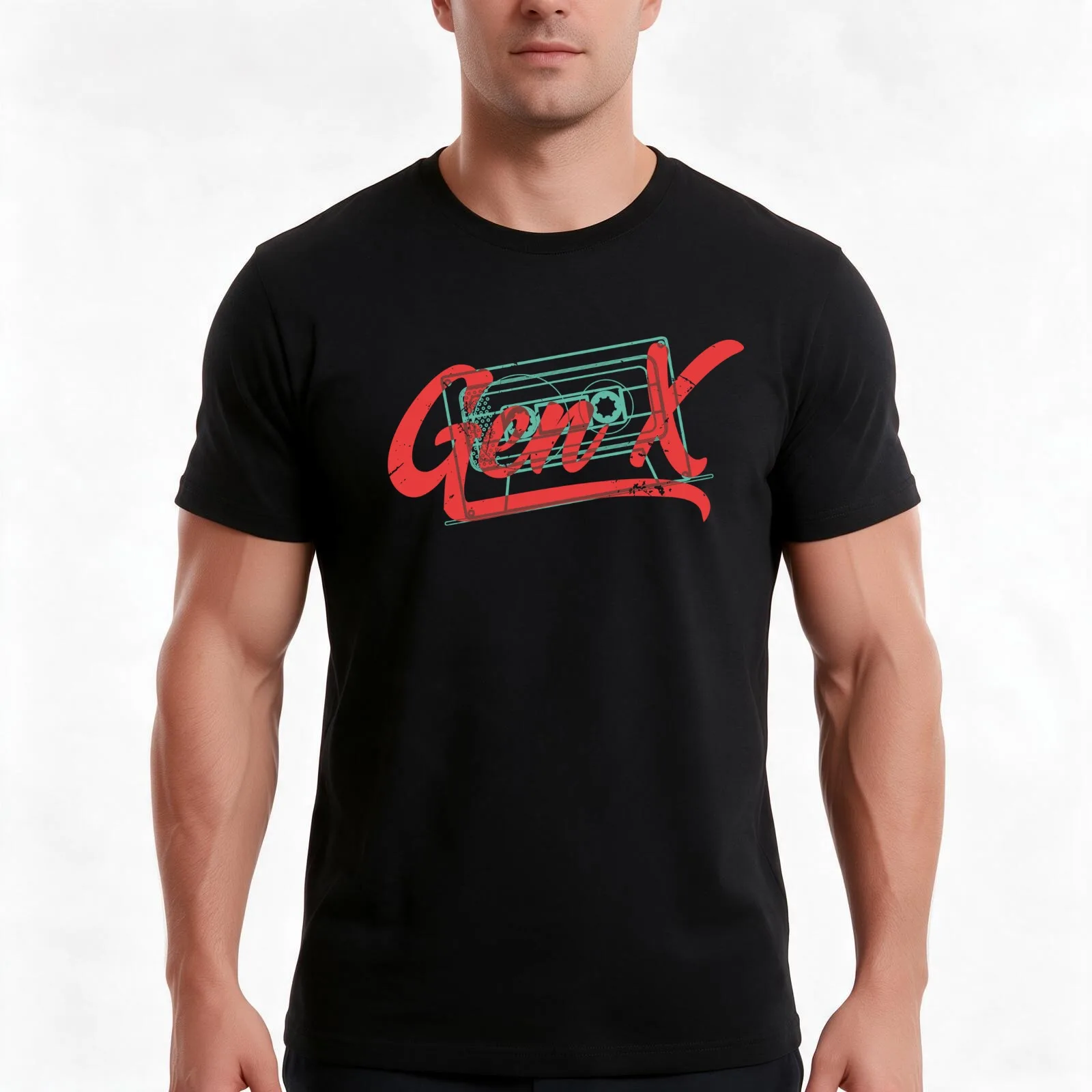 Generation X -Cassette Tape T-Shirt Summer Casual Cotton Tee Oversized Streetwear Tops Vintage Graphic Print 100% Cotton