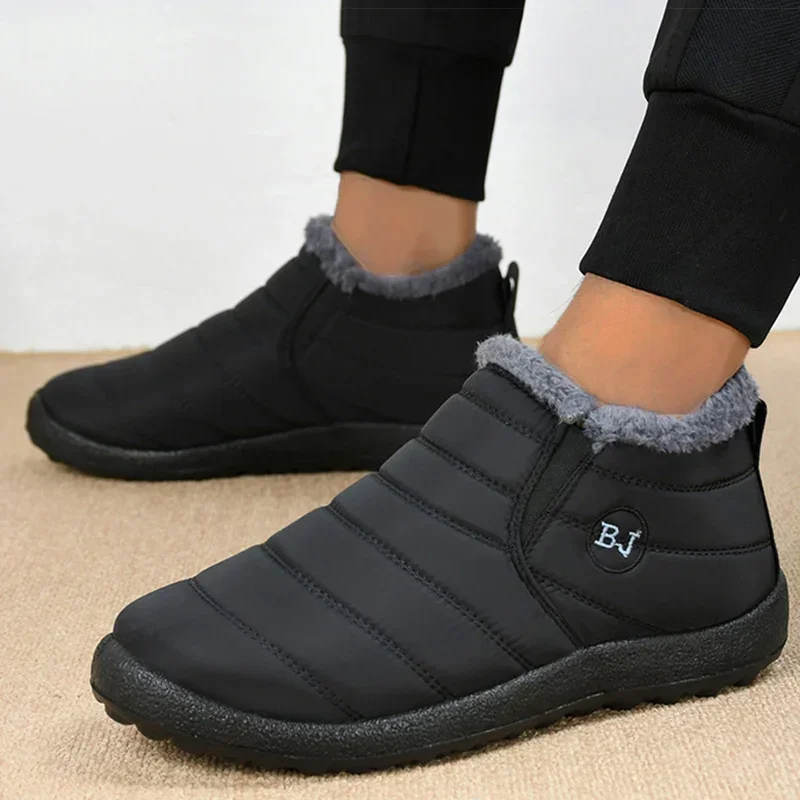 Botas de neve impermeáveis para homens e mulheres, sapatos de deslizamento, botas casuais, inverno