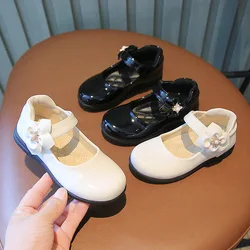 Chaussures en cuir pour petites filles, chaussures de princesse pour enfants, chaussures de fête pour enfants, fleur et perle, mode printemps et automne