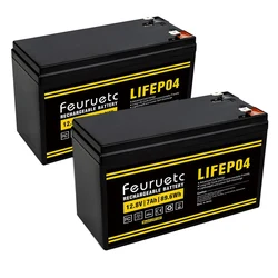 12V 7Ah LiFePO4 lithium Battery, 2PCS,2000+ Cycles Lithium Iron Phosphate Rechargeable Battery for Small UPS, Power Wheels
