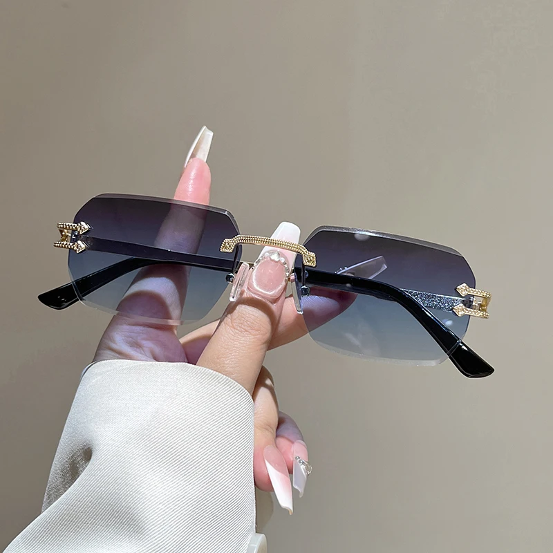 KAMMPT Randlose Rechteckige Sonnenbrille für Herren 2026 Neues Vintage-Design Lässige Sonnenbrillen für Damen Retro Trendige Luxusmarken-Dekor-Sonnenbrillen