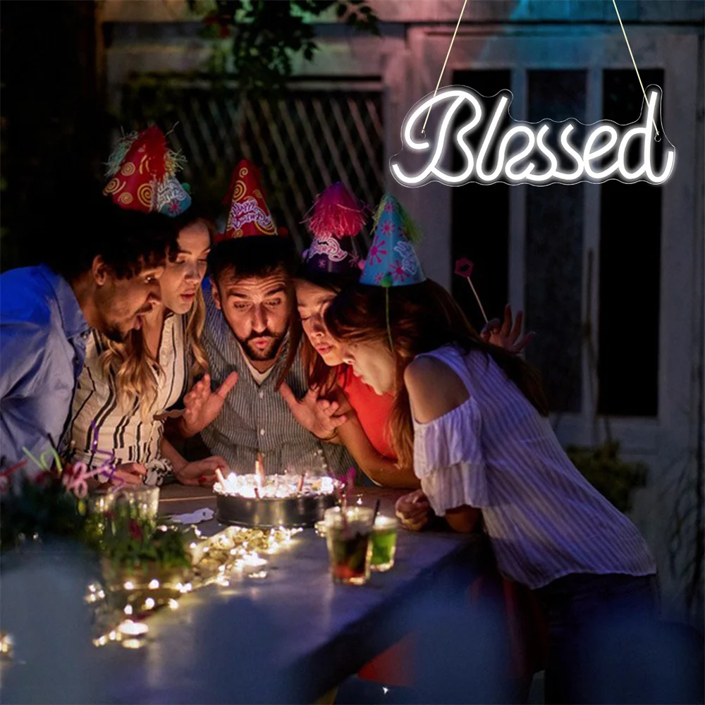 Blessed Neon Neon Signs Led Lights Decoration Bedroom For Wedding Engagement Party Home Festival Wall Decor Birthday Gifts