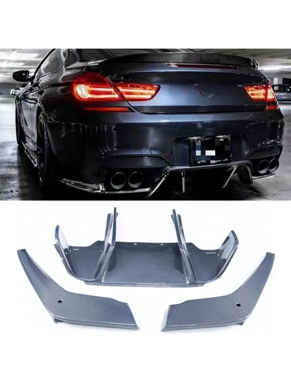 Real Carbon Fiber Car Rear Bumper Spoiler Lip Diffuser For F06 F12 F13 M6 Bumper Guard Protector Cover Car Accessories