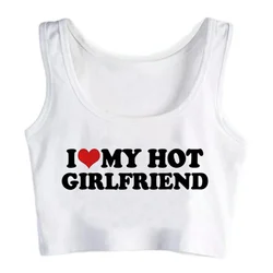 i Love My Girlfriend tank top yk2 hippie crop top Female aesthetic Kawaii manga vintage tee t-shirts