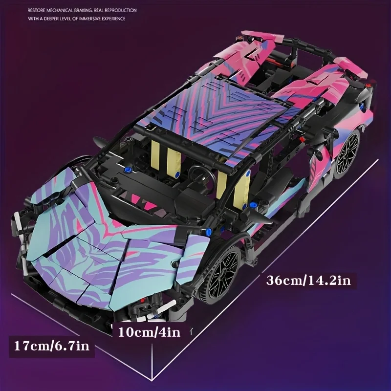 Technical Purple Sian Sport Car Building Blocks Assemble Bricks Vehicle Construction Toy Gift For Children Kids