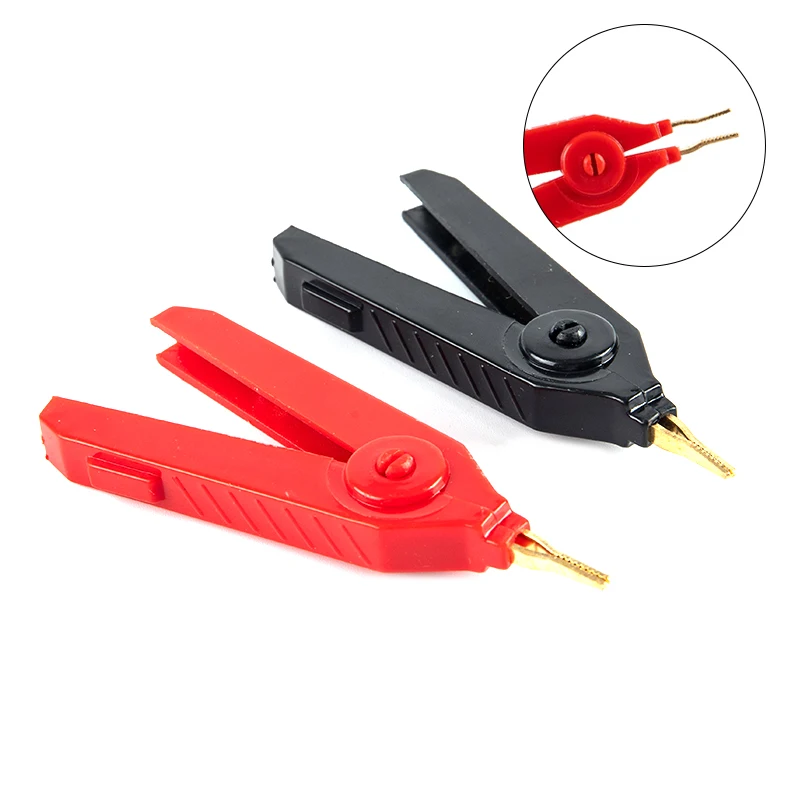 2pcs LCR-Plated Copper Alligator Clip Kelvin Four Clip Duckbill Clips Crocodile Adapter Plug Probe Clip for Pen Test lead Cable