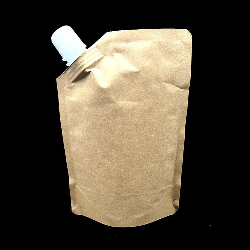 50pcs Kraft Paper Refillable Spout Pouch 500ML For Coffee Milk Honey Liquid Portable Packaging Storage Bag Large Capacity