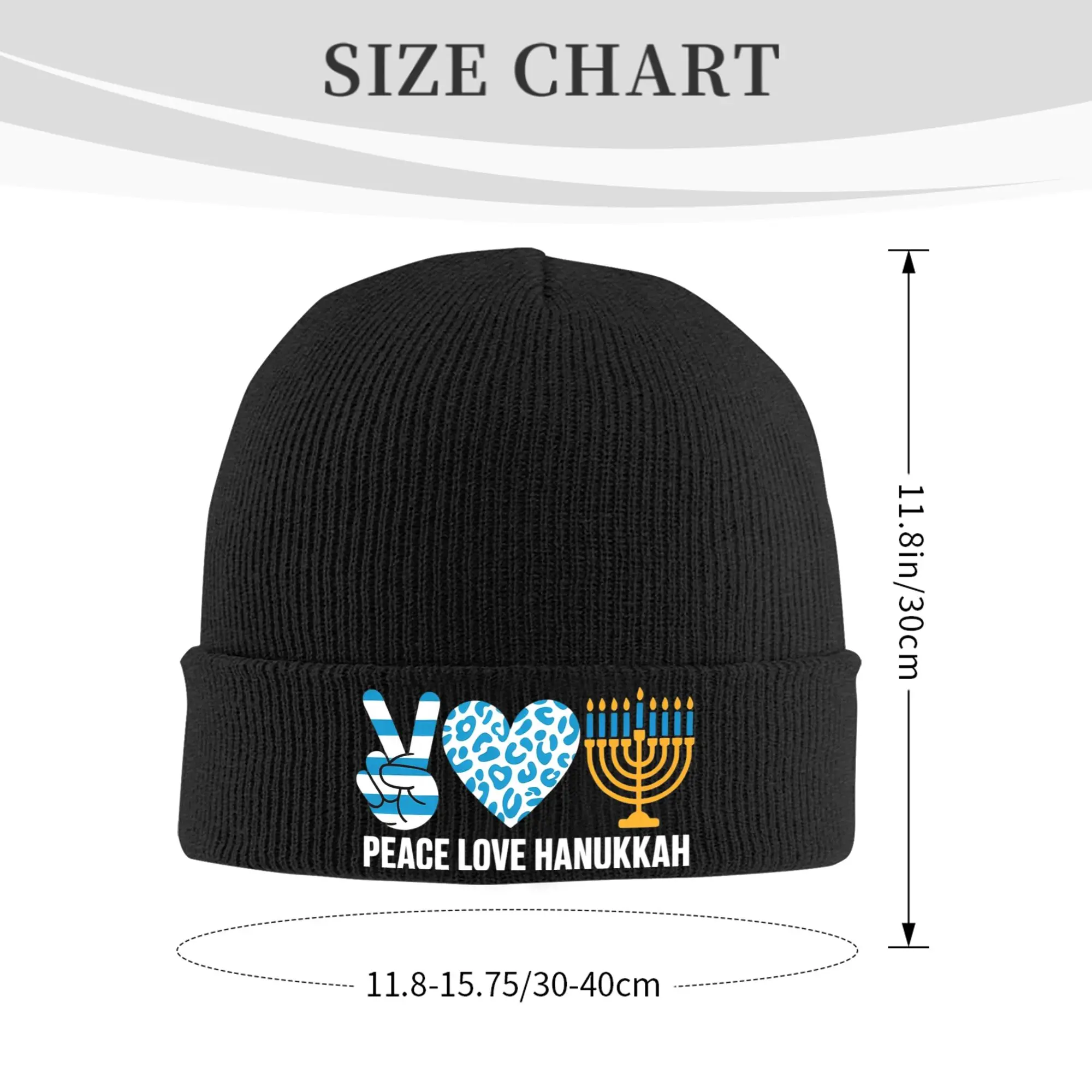 Peace Love Hanukkah Jewish Chanukah Hat Autumn Winter Beanies Fashion  Caps Men Women Acrylic Skullcap