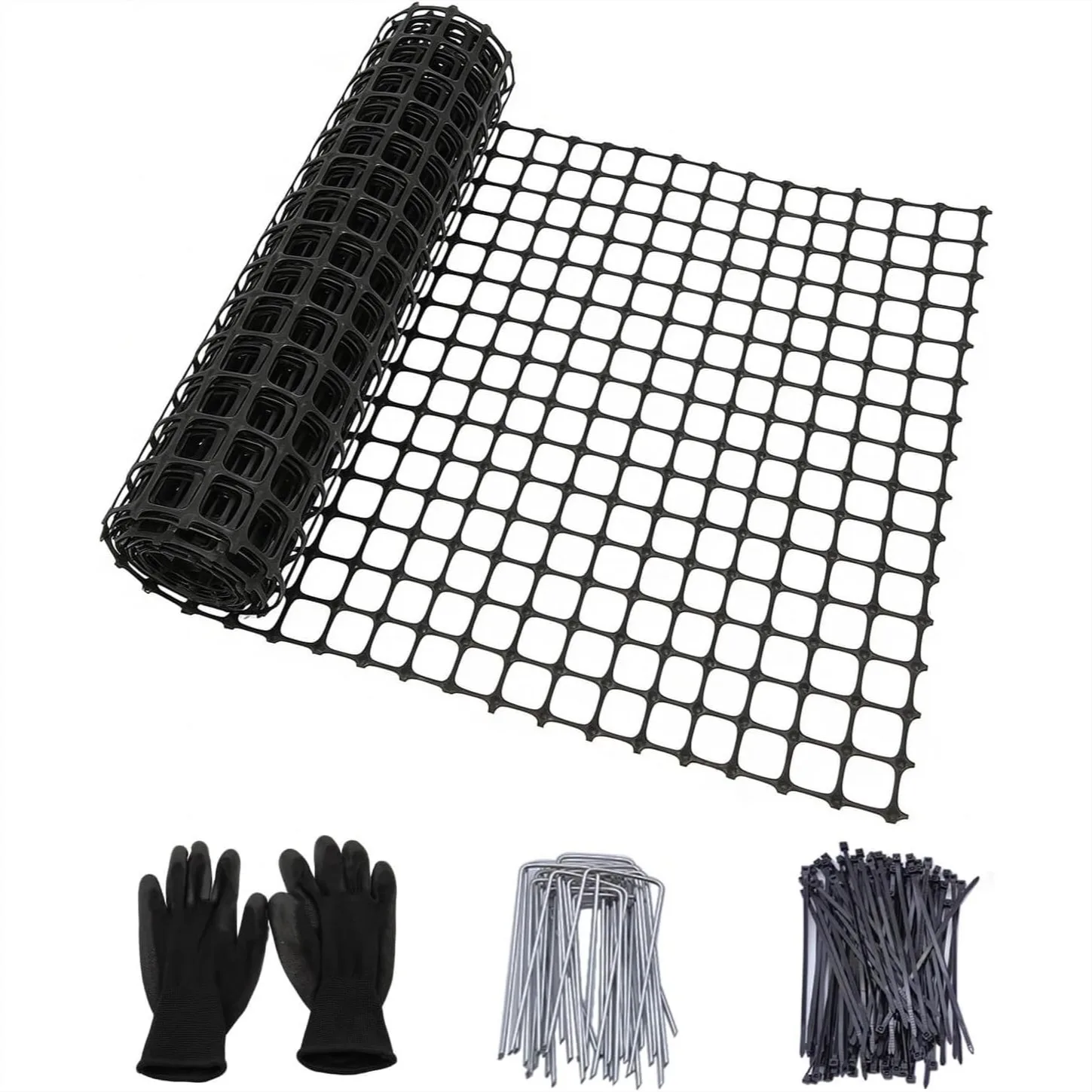 

Plastic Chicken Wire Mesh Fence Roll 16in X 33ft Black Multi-Use Garden Poultry Netting Animal Barrier for Pets Plants Patio Balcony Snow Fencing