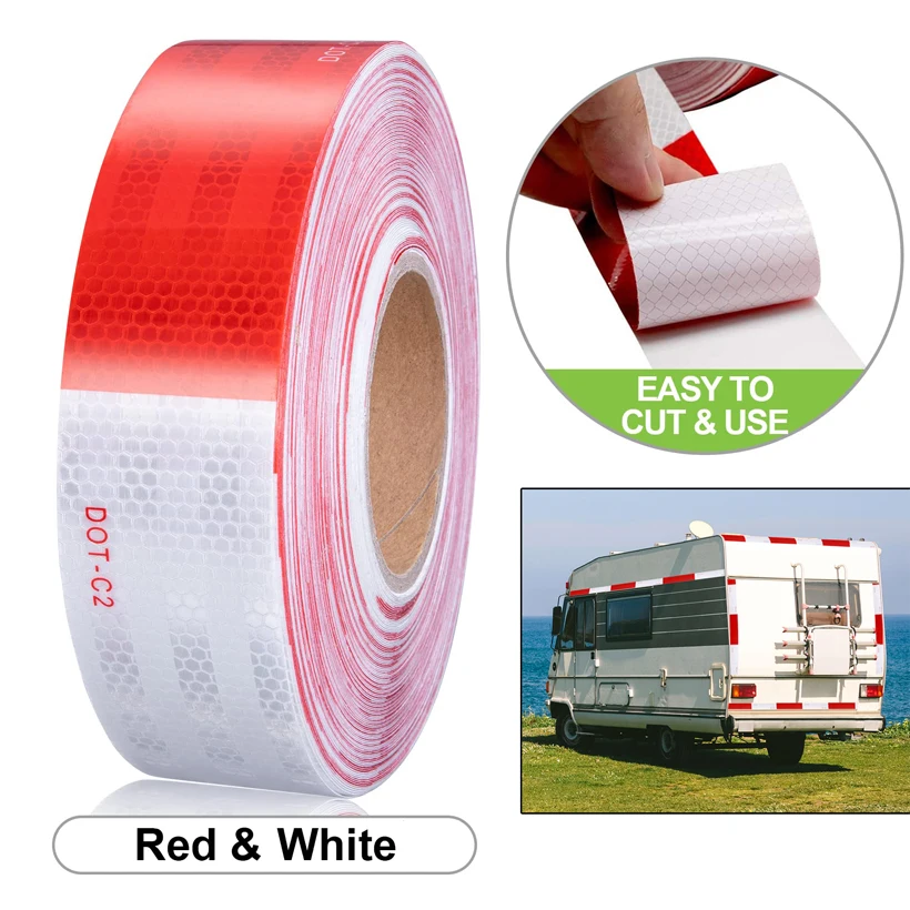 Red White Diamond Grade Reflective Tape Traffic Safety Road Waring Reflector For Things Waterproof Adhesive Stickers For Car