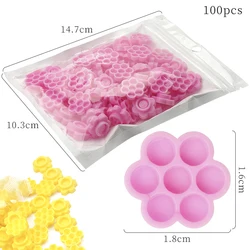 100Pcs Eyelash Extension Glue Cups Lashes Accessories Eyelash Extension Supplies Makeup Tools Pink Yellow Flower Glue Rings