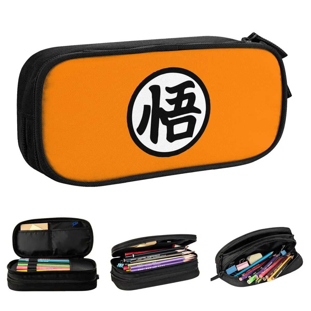 Estuches de lápices con símbolo de Goku Dragon Ball Z, nueva caja de bolígrafos DBZ, bolsa de almacenamiento grande para niños, estuches escolares con cremallera para estudiantes