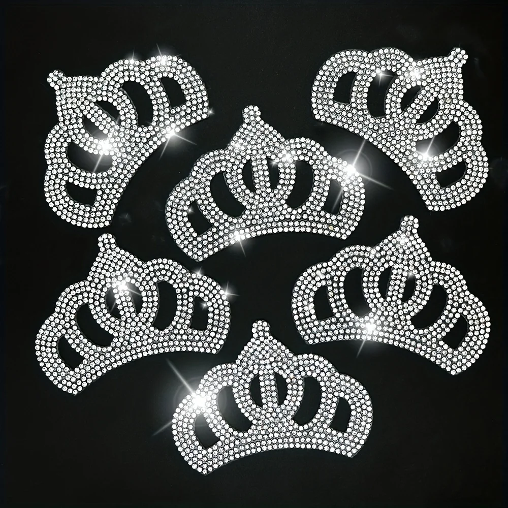 4pcs Rhinestones Patches Iron On Hot Fix Motif Crown Glass Hot fix Women Crystal Bride Wedding Dress Clothes Applique