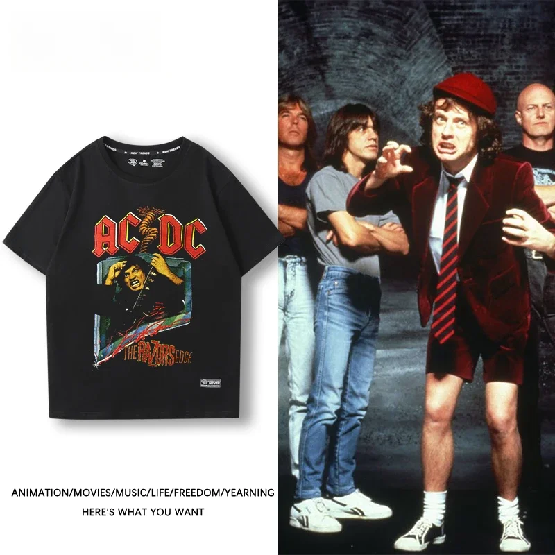 ACDC Band T-shirt print series men's and women's trends loose casual comfortable cotton round neck short sleeve T-shirt