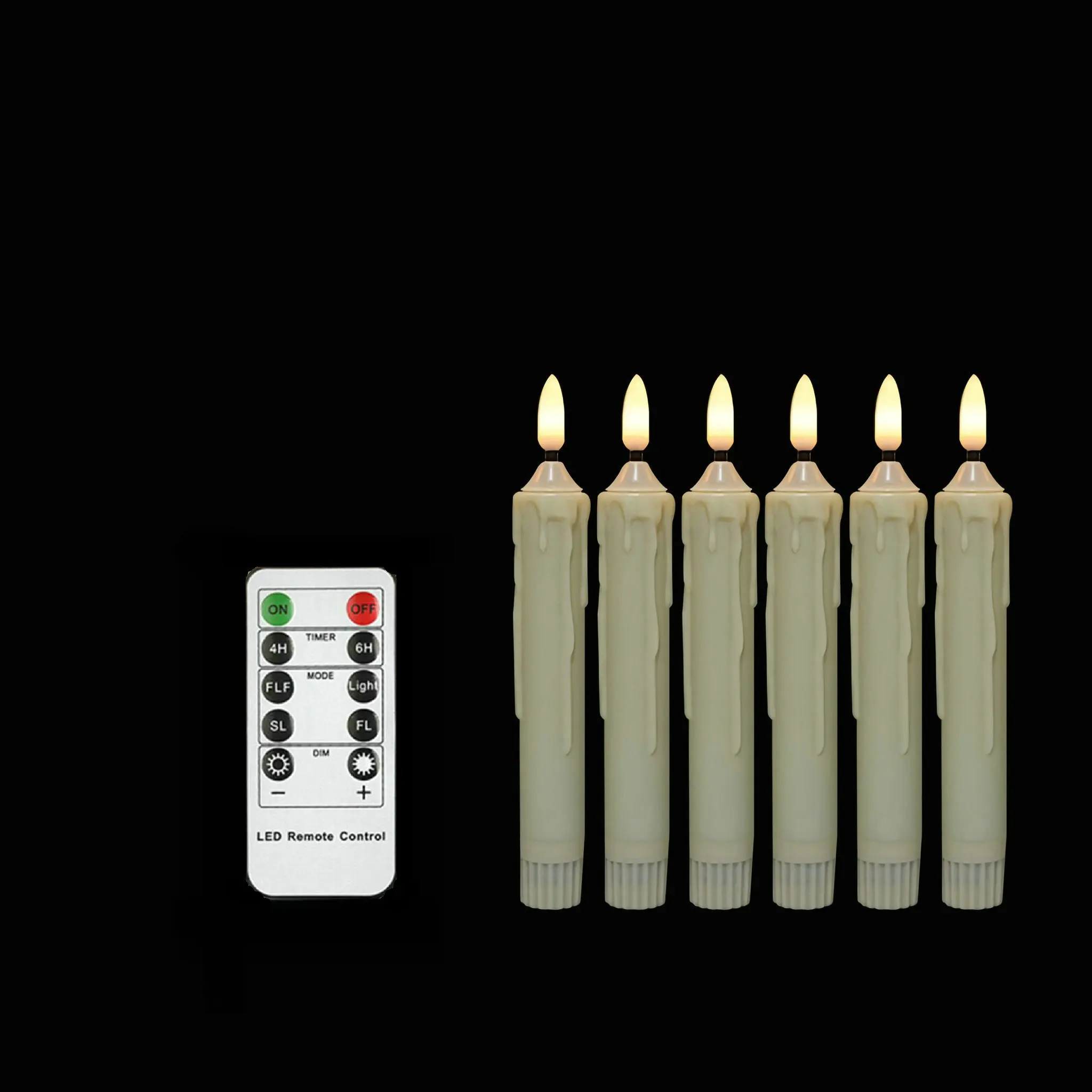 

6,6-дюймовая светодиодная коническая свеча на батарейках, 3D фитиль с дистанционным управлением, мерцающий теплый свет, электрическая палочка, свеча, настольное освещение, деко