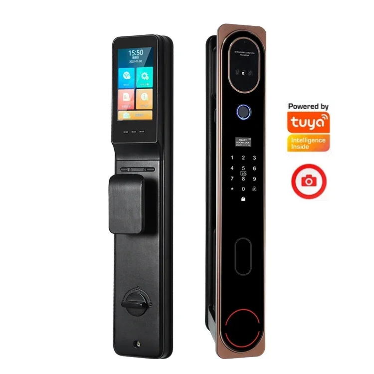 

High Security Fingerprint Door Lock With Camera Tuya 3d Face Recognition Automatic Aluminum Door Lock For Home