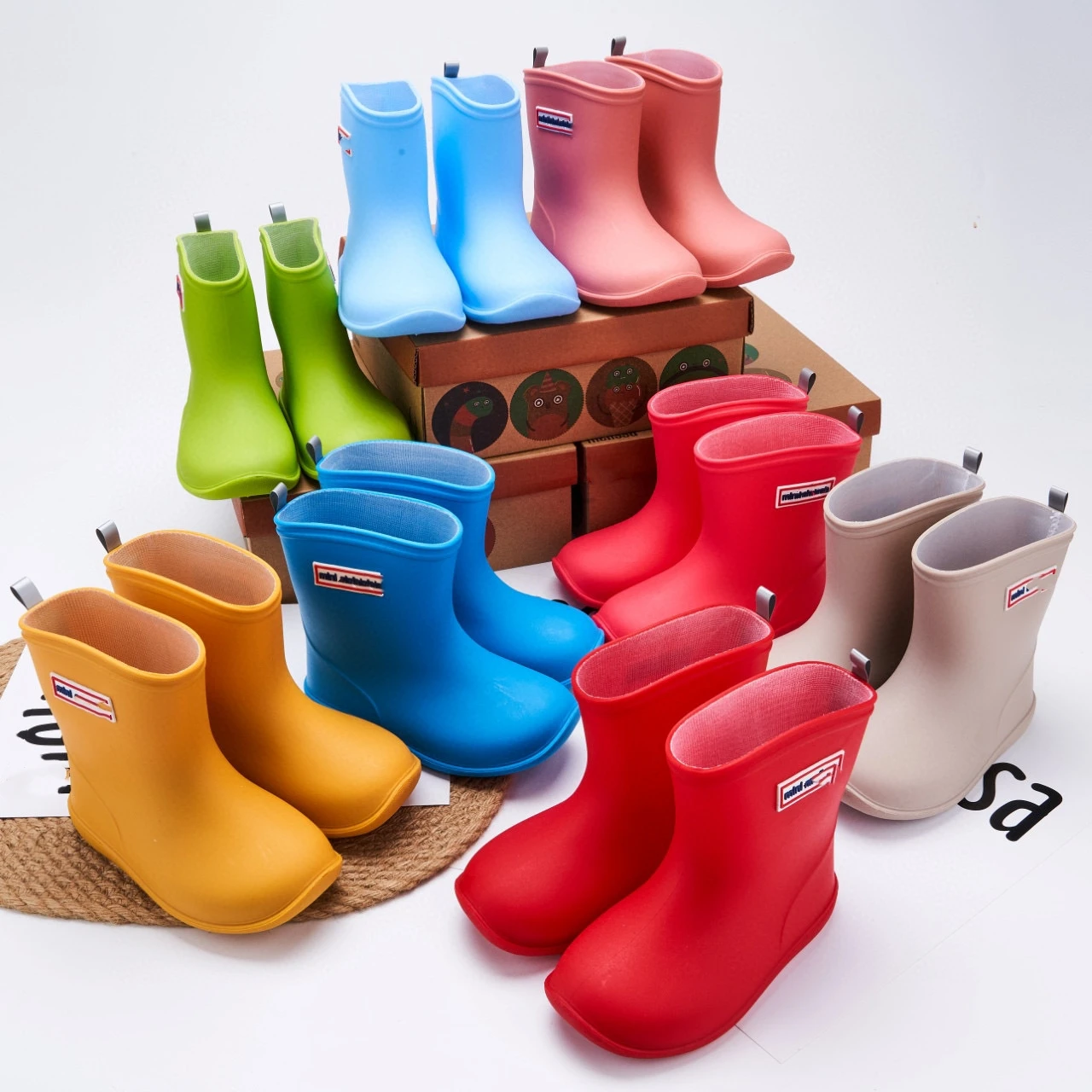 Botas infantis de chuva cor doce, sapatos de chuva para alunos do ensino fundamental, botas de gelatina antiderrapantes para meninos e meninas, moda