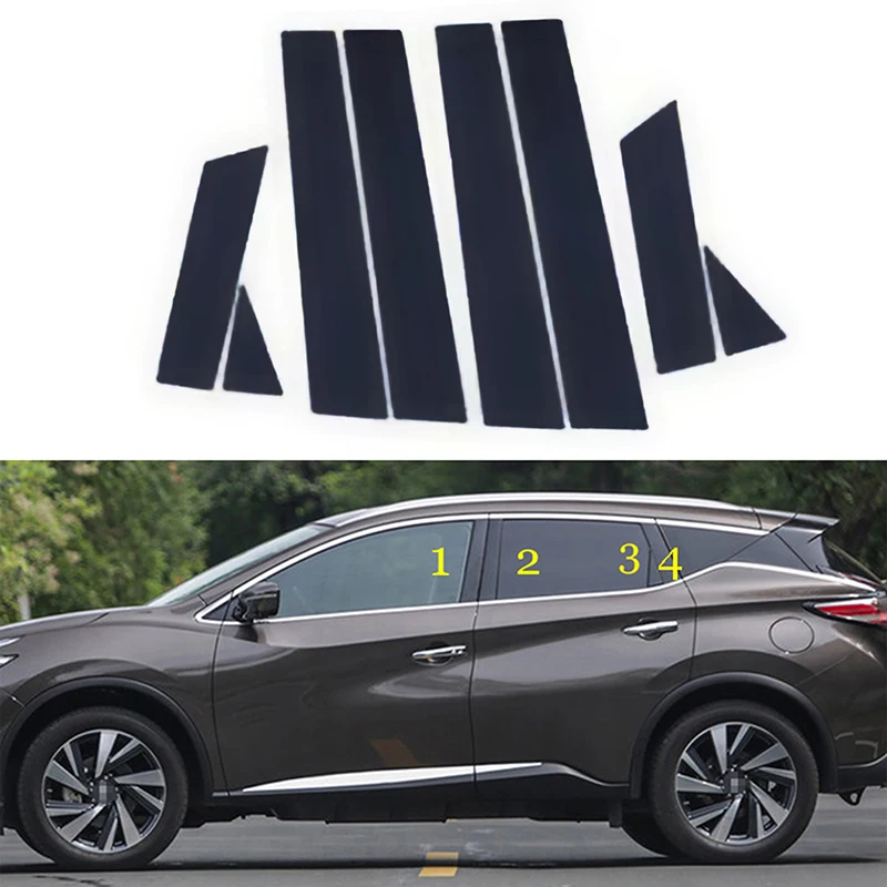 Fit For Nissan Murano 2015 2016 2017 2018 2019 2020 2021 2022 Gloss Black Pillar Posts Door Trim Window B C Colum Sticker Cover