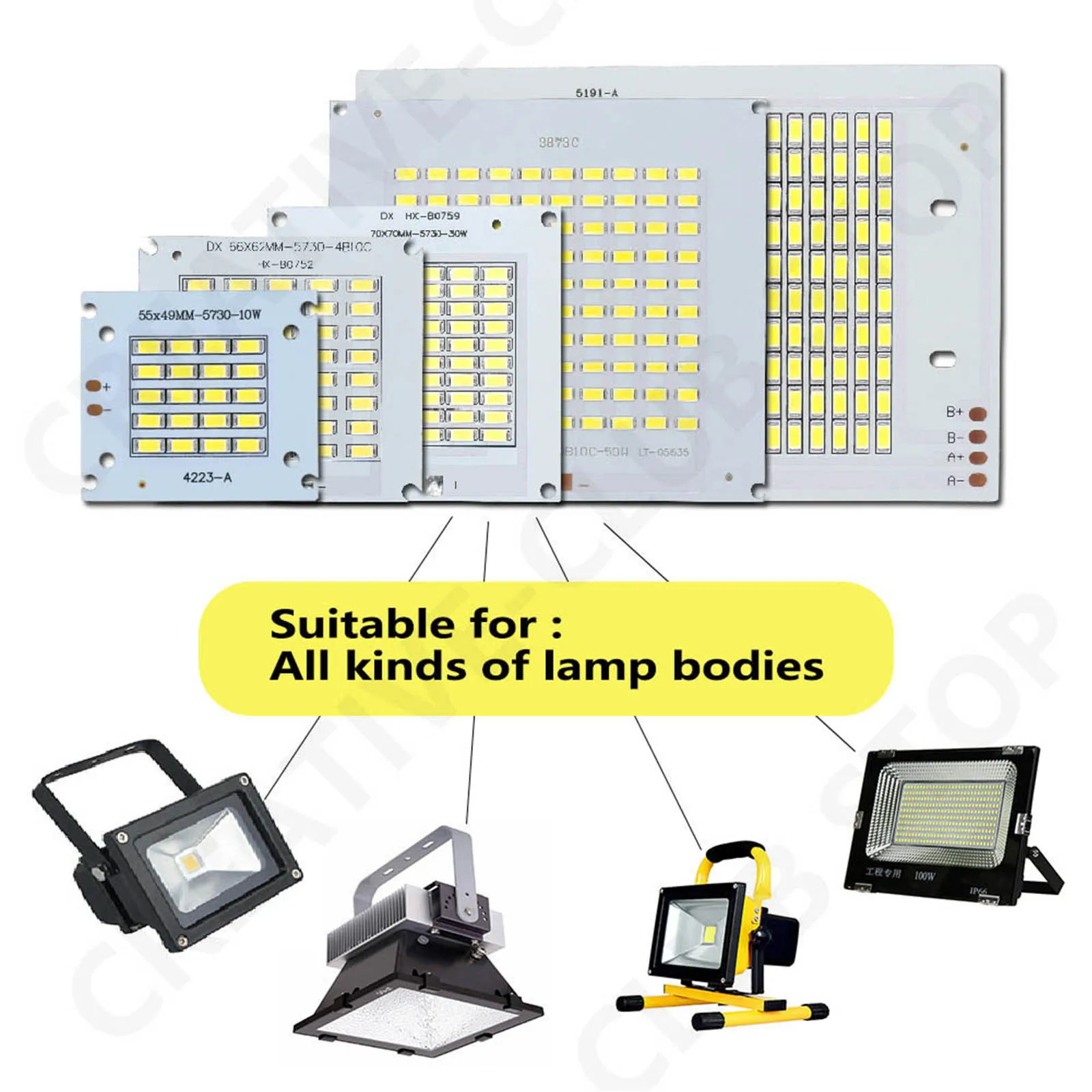 Imagem -05 - Diodo Led 5730 Light Lamp Beads 100w Chip Grande Painel Lâmpada 17x34mil Pcb Alto Brilho Lamp Board Adequado para Faça Você Mesmo Light Source