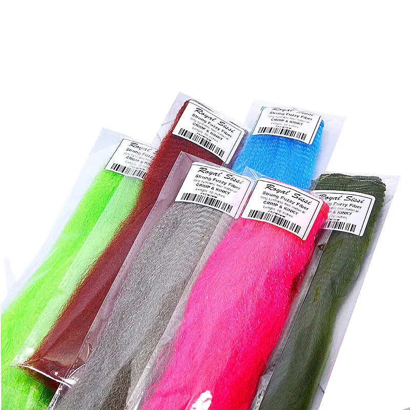 8colors set fly tying strung fuzzy fiber durable long crimped synthetic fiber fly tying materials for saltwater streamer flies