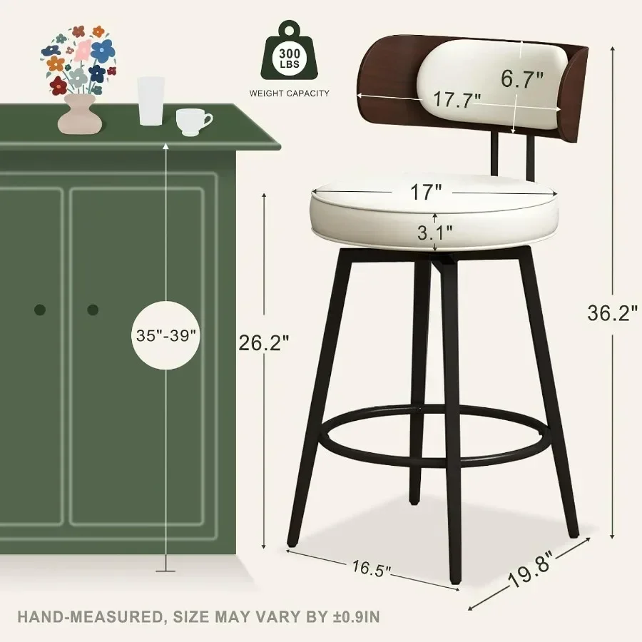 Swivel Counter Height Bar Stools Set of 2, 26