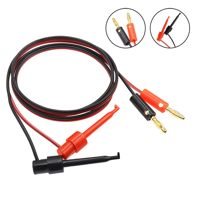 

1 Pair 4mm Banana Plug To Electric Hook Clip Test Cable Gold Plated 1M For Multimeter Test Leads Wire Connector Red Black