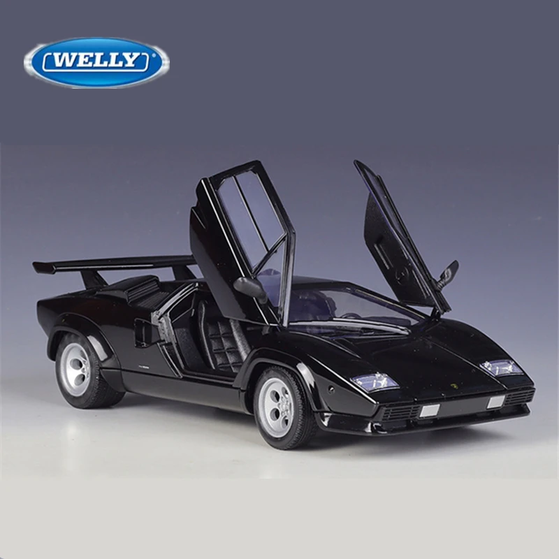 Модель спортивного автомобиля Welly 1:24 Lamborghini Countach LP5000s, Литые металлические искусственные модели, коллекционная детская игрушка в