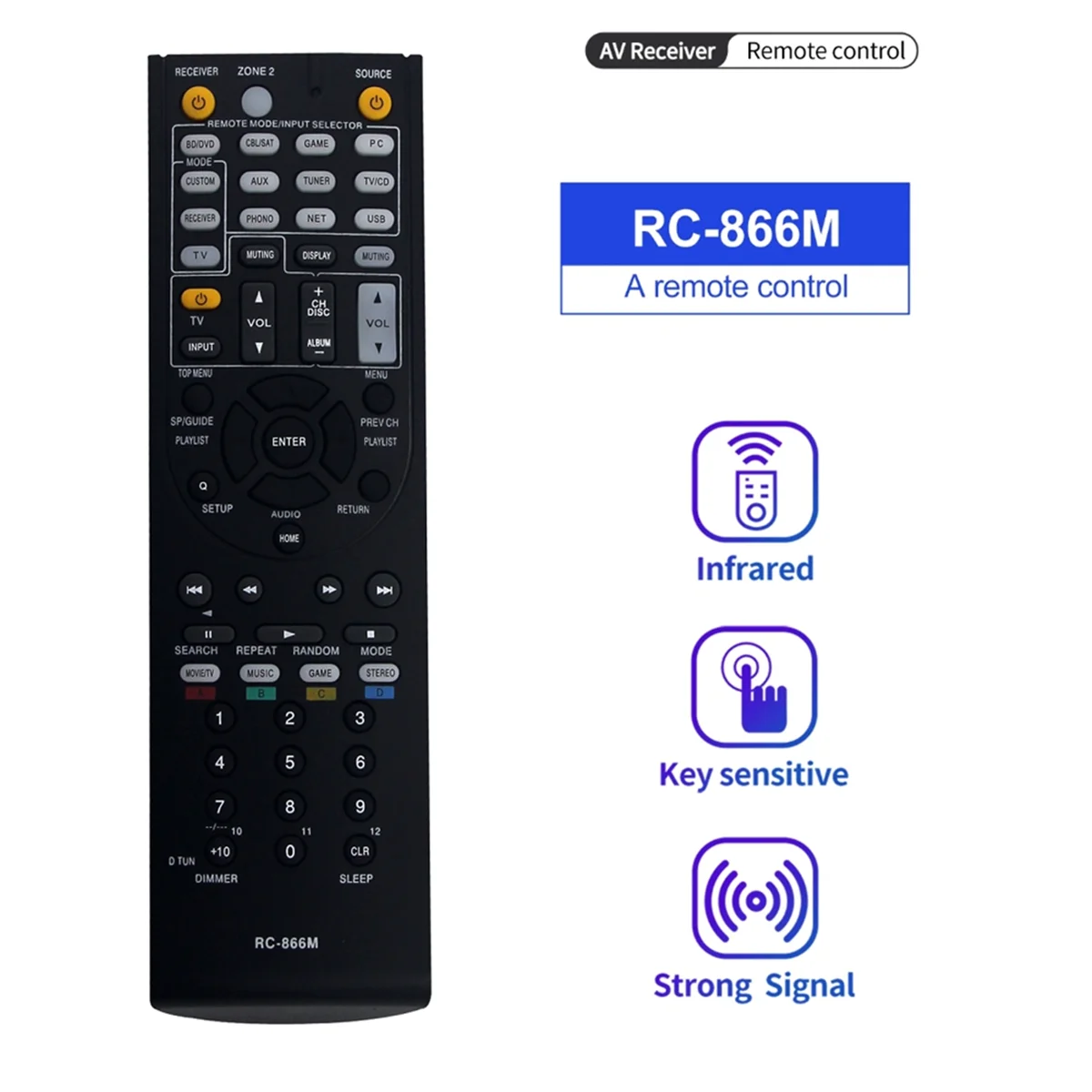 A52TRC-866M Remote Control Replace for Onkyo AV Receiver RC866M TX-NR626 HT-RC560 RC-868M HT-S5300 HT-S6300 HT-S7300 HT-R391