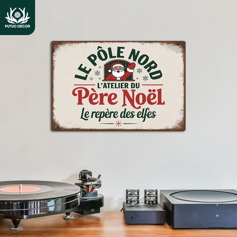 Putuo ديكور 1 قطعة علامة القصدير المعدنية الفرنسية خمر ، لو Polle Nord L'Atelier du ، جدار ديكور فني للمنزل حفلة عيد الميلاد ، هدية