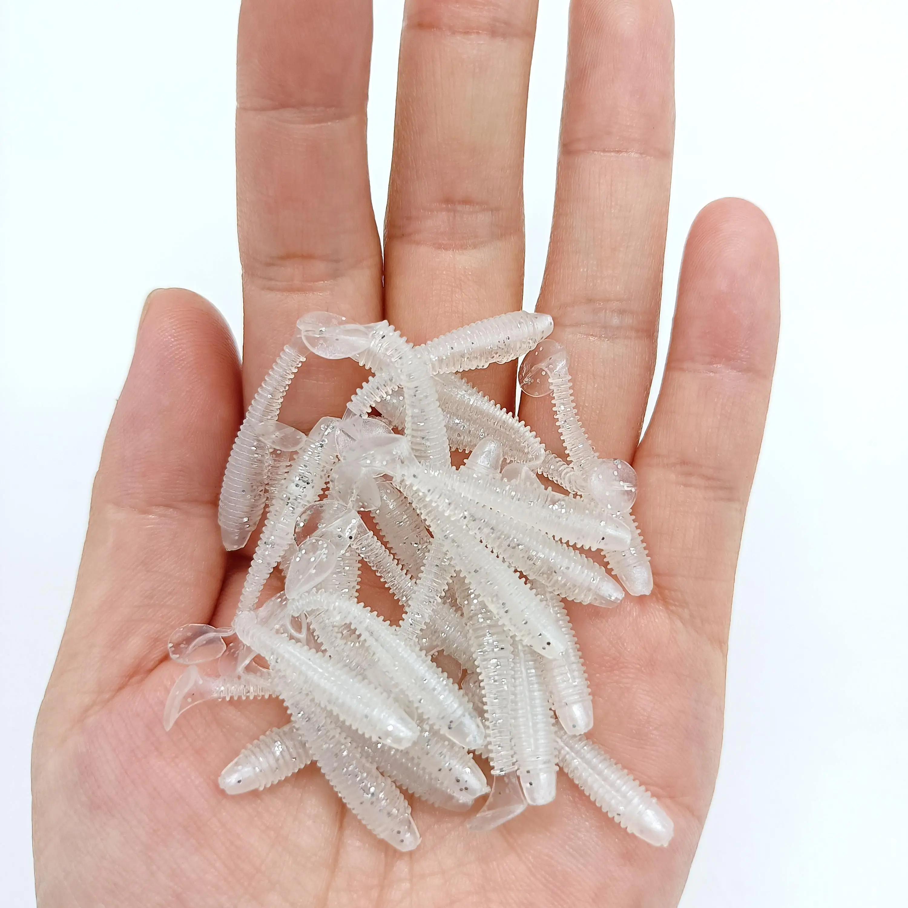 DUODUOYU 10PCS Mini Weiche Angeln Köder 0,37g/3,5 cm Kleine Ttail Wurm Köder Wobbler Isca Pesca Karpfen künstliche Köder Angelgerät