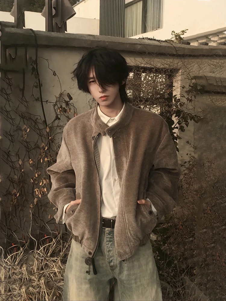 

Мужская весенняя куртка Cleanfit в клетку в корейском стиле, с текстурой под старину, с узором в виде деревьев, с воротником-стойкой, повседневная модная верхняя одежда