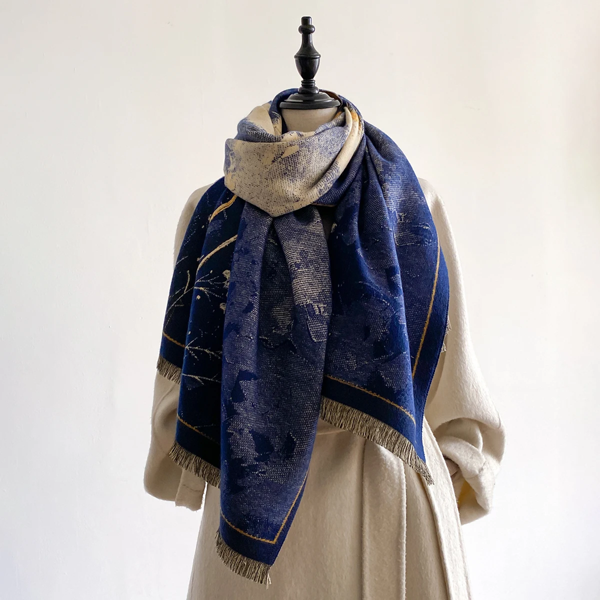 

Роскошный женский зимний утолщенный шаль с запахом, высококачественный двусторонний жаккардовый шарф из искусственного кашемира, женский брендовый дизайн, пашмина