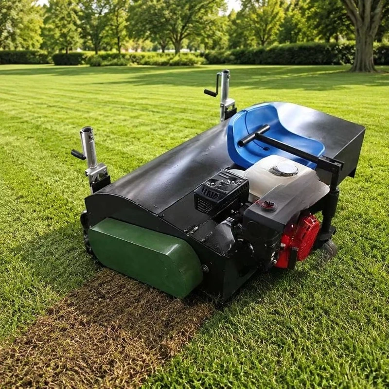 Lawn Scarifier Hand-pushed, Heavy Duty Grass Comber Equipment with Collection Box for Garden Use Construction Machinery