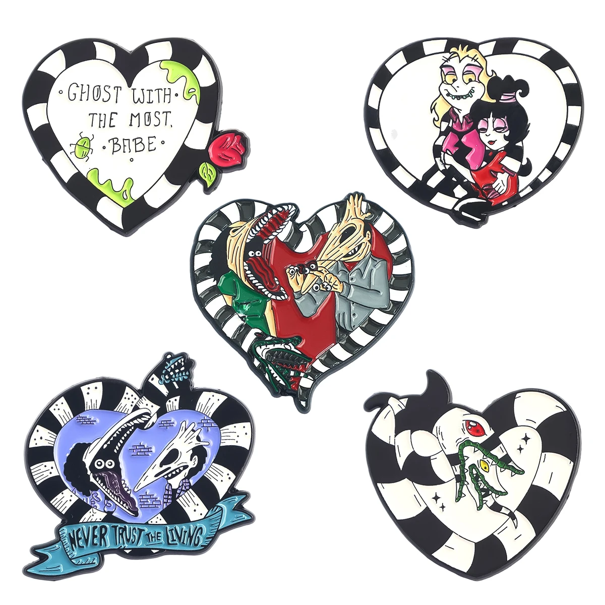 5 ピース/セットホラーコメディ映画愛エナメルラペルブローチピンバックパック帽子バッジコスプレジュエリー小道具アクセサリーハロウィンギフト