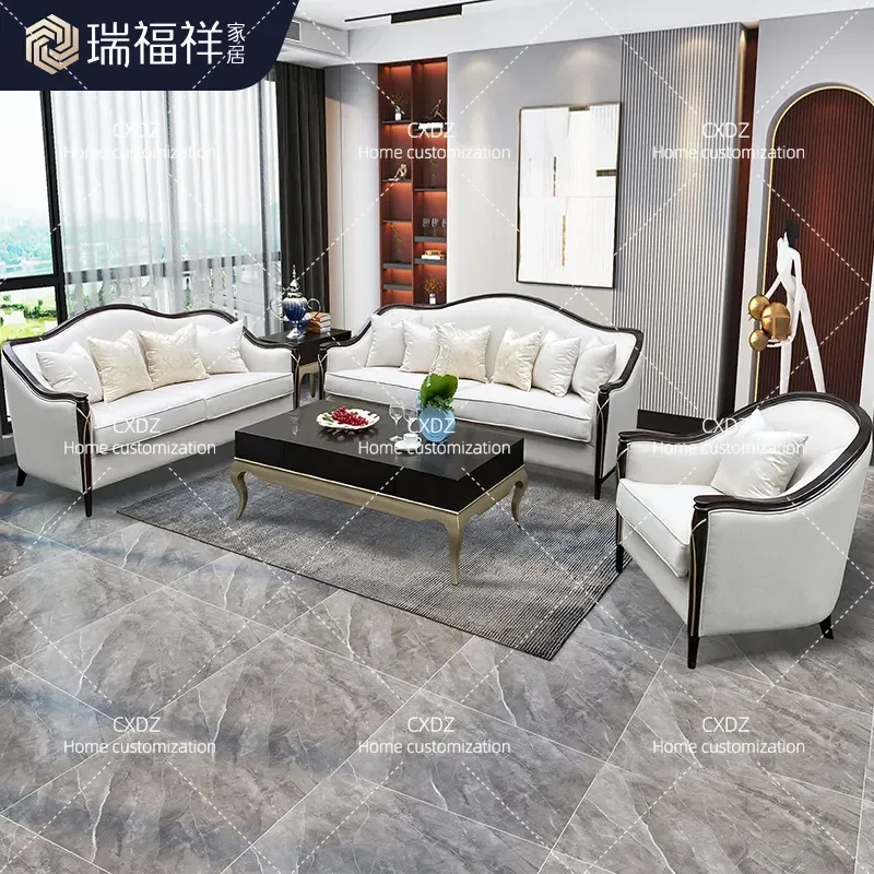 American Beech Wood Sofa Set Light Luxury Cotton Linen Fabric Simple Solid Wood Couch Living Room Furniture Wholesale
