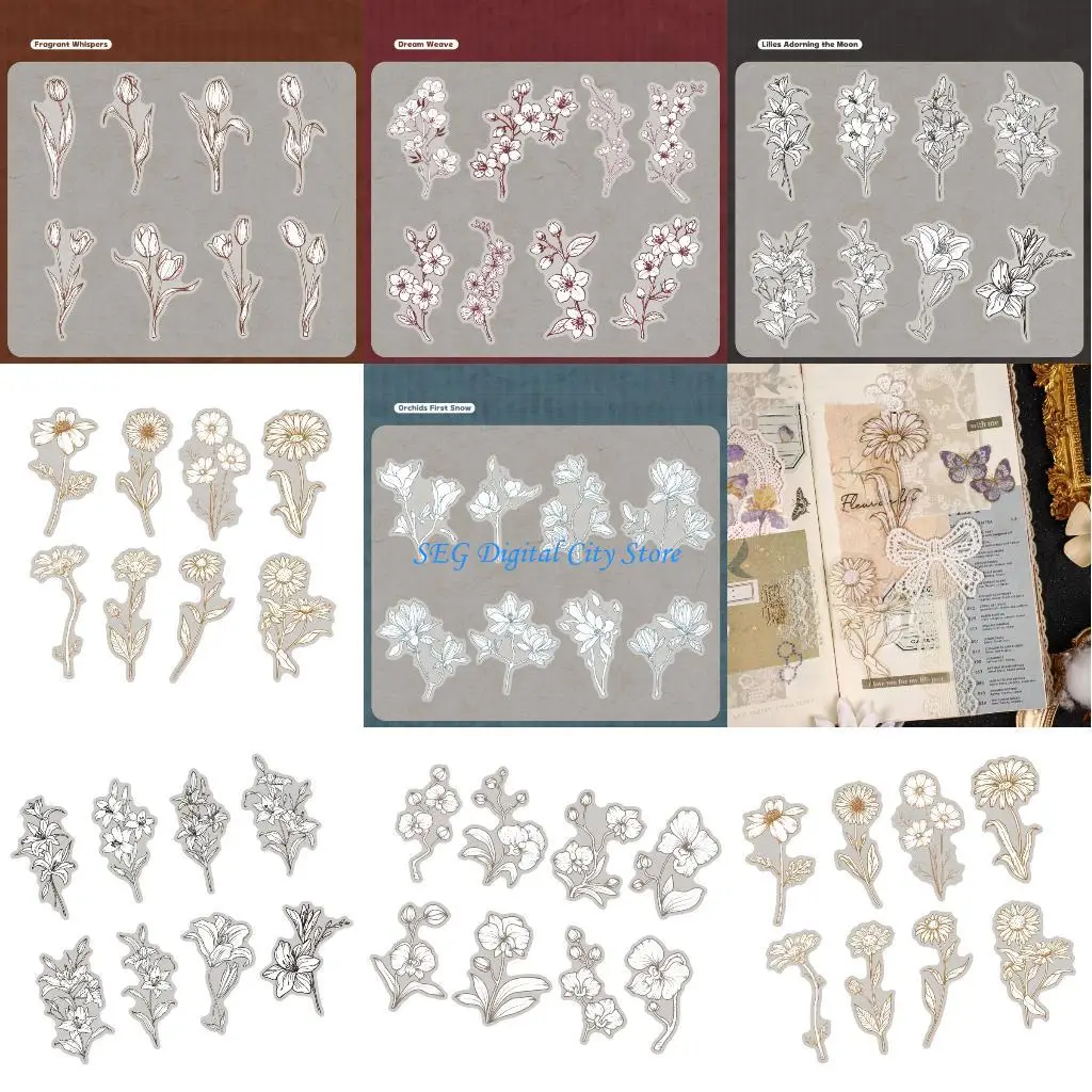 

U75B Retro Waterproof Journal Sticker with Removable Adhesive PET Texture Suitable for Notebook Cards and Phone Case